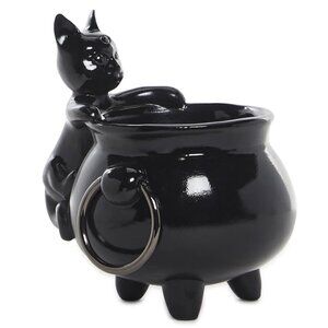Dolls Kill Purrfect Potion Figural Ceramic Cat and Cauldron Candy Dish